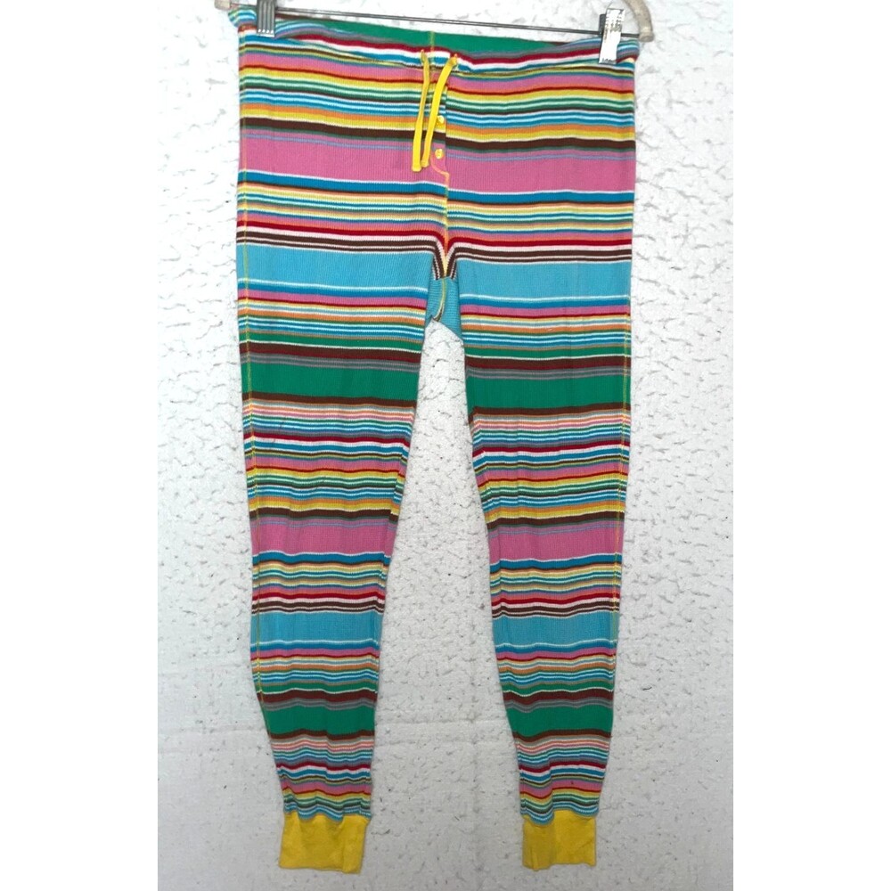 Victoria Secret Thermal Knit Jogger Pajama Pants Rainbow Stripe Sz S VINTAGE